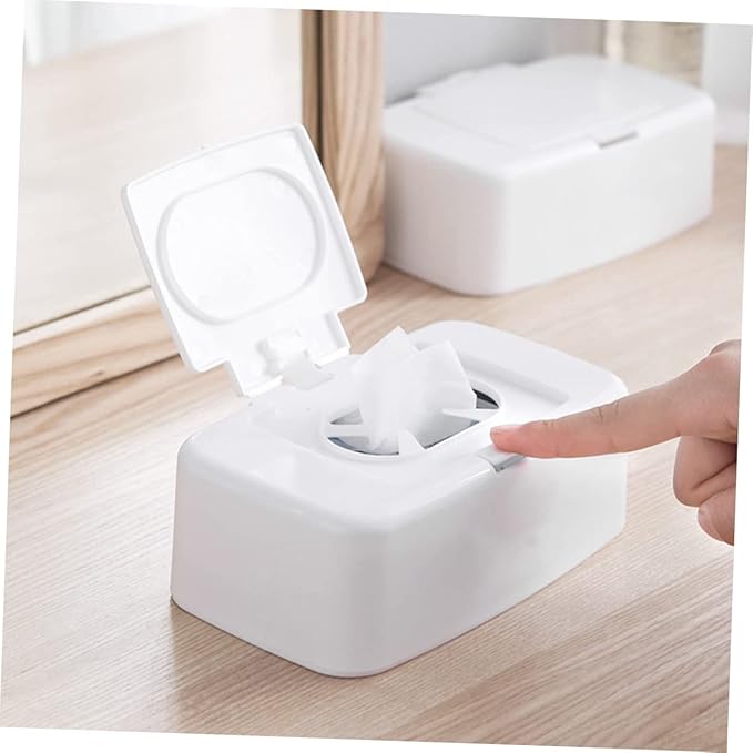 Wipe Storage Box - Refillable Baby Wipes Dispenser with Nonslip Base for One-Handed Use Ideal for Living Room Baby Room Kitchen and Bathroom