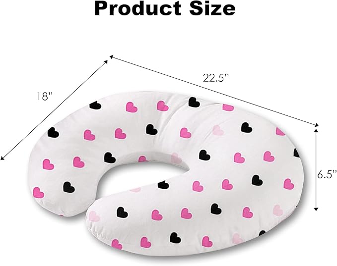 Nursing Pillow, Breast Feeding Pillows for Mom, Rose Red Hearts Soft Cover with Breathable Filling, Feeding Support Pillow for 0-12 Months, Multifunctional Support Cushion for Travel (Sweet Hearts)