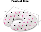 Nursing Pillow, Breast Feeding Pillows for Mom, Rose Red Hearts Soft Cover with Breathable Filling, Feeding Support Pillow for 0-12 Months, Multifunctional Support Cushion for Travel (Sweet Hearts)