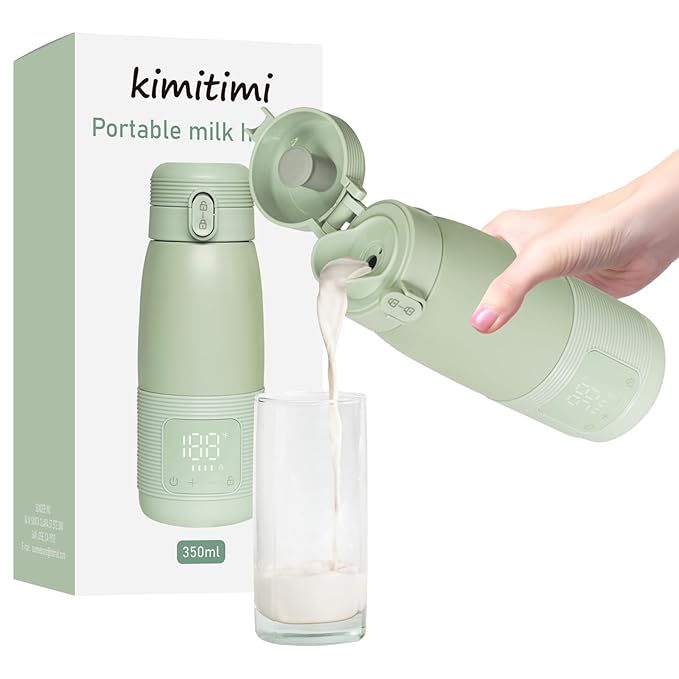 Portable Bottle Warmer for Travel - 5-Min Heating for Breast Milk, Formula & Water, 12oz Large Capacity, Long Battery Life, Baby Flask for Vehicle Car Airplane Journey