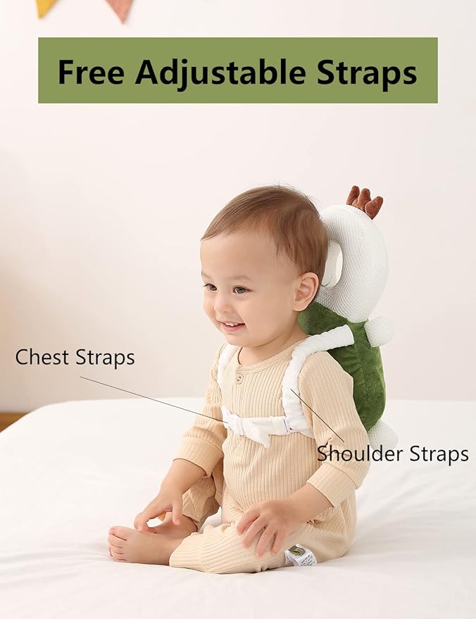 JunNeng Toddler Baby Head Protector Backpack for Toddler Walker with Knee Pads&Anti-Slip Socks, Turtle
