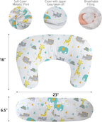 Little Grape Land Nursing Pillow,Upgraded Breast Feeding Pillow for Mom,Breastfeeding & Bottle Feeding for 0–19 Months, Soft Machine Washable Cover with Firm Breathable Filling, Tummy Time,Animals