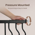 owlie 37.4" Extra Tall Wide Baby Gate for Stairs Doorways,29-52 Inch Extra Large Long Baby Gate with Door Indoor Safety Metal Pressure Mounted Pet Gate with Walk-Thru Auto Close, Black