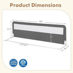 Costzon Bed Rail for Toddlers, 2 PCS Extra Long Swing Down Safety Bed Guards w/Straps for Convertible Crib, Kids Twin, Double, Full Size, Queen & King Bed, Folding Bed Rails for Baby (71-Inch, Gray)