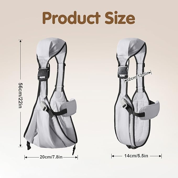 Baby Sling Carrier,Toddler Carrier, 2025 New Baby Sling with Waist Harness,Portable and Lightweight Sling,Non-Slip Hip Seat Carrying 25-60lbs(Grey)