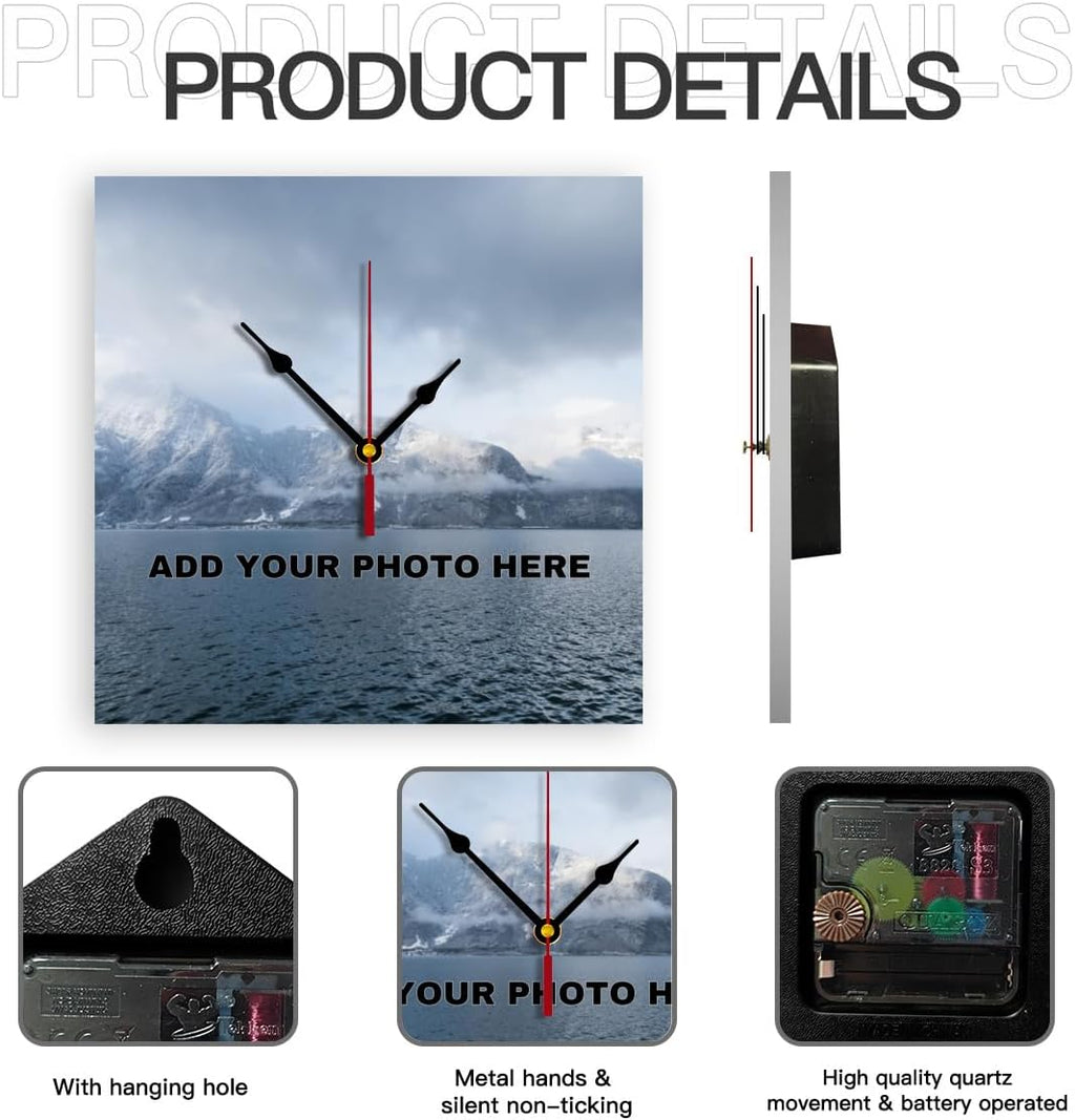 Generic Custom Wall Clock Personalized Wall Photo That PVC Customized Round Silent Clock for Living Room Family Friends Gifts, 12inch-30cm