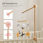 HI BABY MONMENT Crib Mobile Arm - Baby Mobile Hanger with 360° Vertical Adjustment, Stabilizing Attachment for Added Safety, Mobile Arm for Crib, Sturdy & Secure Design for Nursery Mobile
