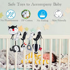 Car Seat Toys, High Contrast Black and White Toy for Infants 0-3 6 12 Months, Musical Black Fox Carseat Toys Stroller Toy for Babies Newborns