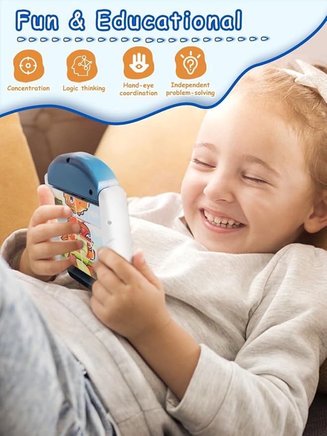 16-Piece Rotating Puzzles for Kids 4-6, Toddlers Puzzles 2-4, Road Trip, Airplane Activities Game, Travel Toys - Brain Teaser, Fine Motor Skills - Birthday Gifts Boys Girls - Dinosaur