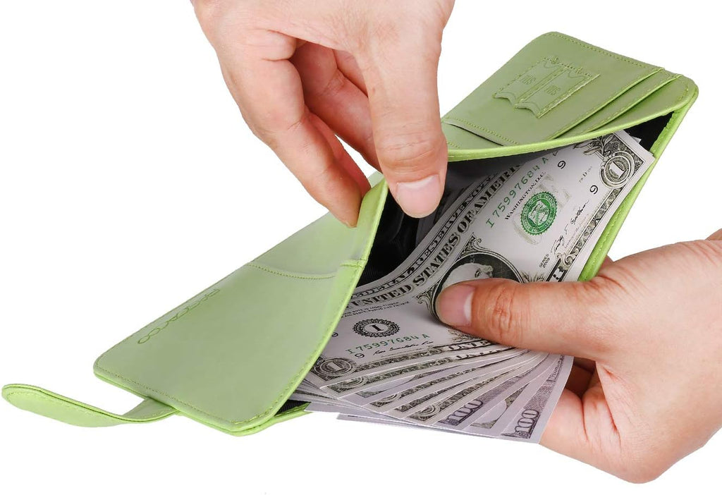 Passport Holder Cover Wallet RFID Blocking Leather Card Case Travel Accessories for Women Men (Apple green)