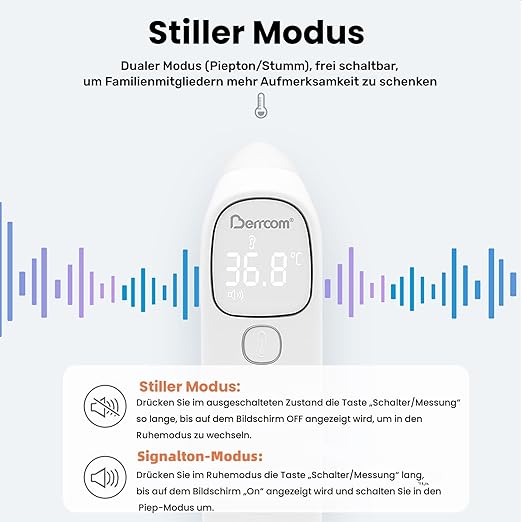 Berrcom Forehead and Ear Thermometer for Adults and Babies, Digital No-Touch Medical Thermometers with LED Display, 1s Instant Reading, Contactless Temperature Thermometer, Auto Shut-Off
