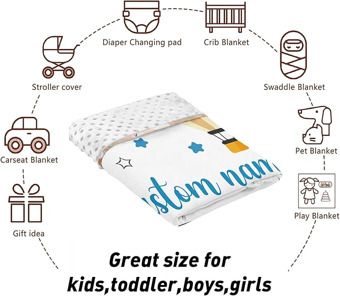 Personalized Baby Crib Bedding Set, Custom Name Aircraft Theme Nursery Bedding Set 3 Pcs, Baby Blanket Fitted Crib Sheet Changing Pad Cover, Personalized Nursery Decor Gift for Newborns Boys