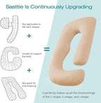 Sasttie Pregnancy Pillows for Sleeping, Jumbo U Shaped Cooling Full Body Pillow with Removable Cover, Pregnant Women Must Haves, Maternity Essential, Beige