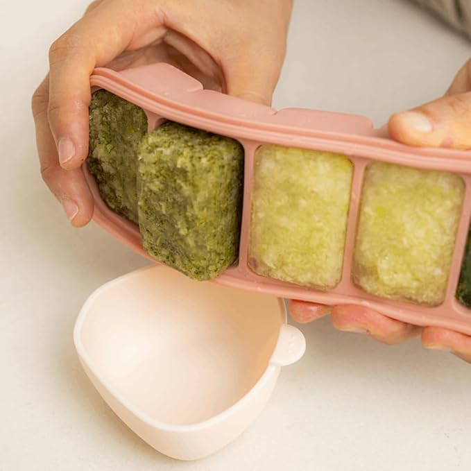 MOMOBIN Silicone Freezer Tray, Made in Korea, Meal Prep, Freeze Food Storage Cubes Trays with Lids for Purees, Soups, Solid Food Fruit Vegitable Brastmilk, Easy and Safe Design