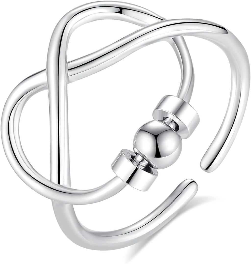 INFUSEU Funny Spinner Fidget Rings for Women Girls Anti Anxiety Stress Worry, Adjustable Size