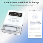 Nasal Aspirator for Baby, 9-Levels Suction Rechargeable Baby Nose Sucker with Waterproof Pump, Snot Sucker for Baby with Storage Compartment, 70KPA Baby Nasal Aspirator with Music& Tip-Light