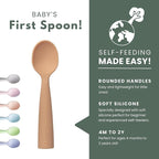 Miniware Silicone Baby Spoon for Training - BPA Free Baby Utensils - Baby Spoons Self Feeding 6 Months | 100% Food Grade Silicone - Modern & Dishwasher Safe Toddler | Dishwasher Safe (Grey and Toffee)