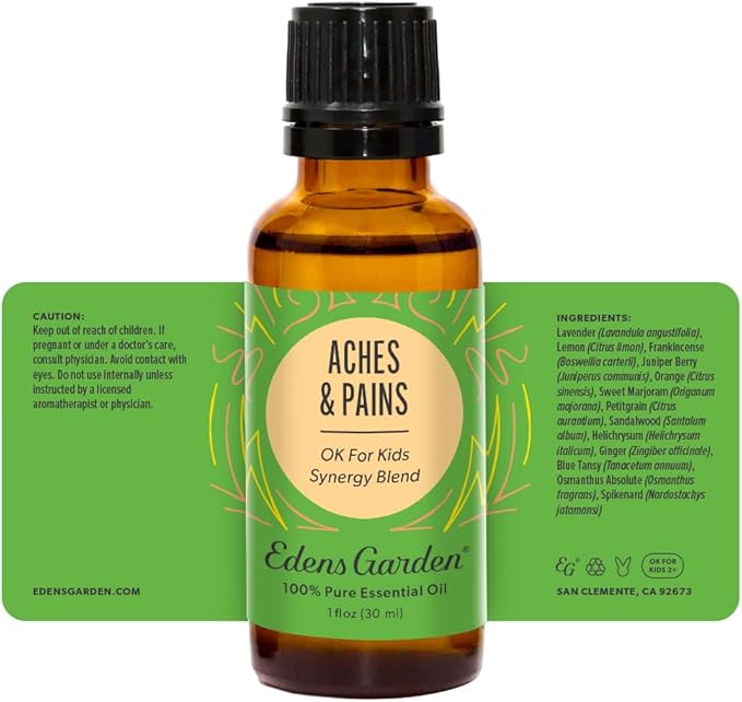 Edens Garden Aches & Pains OK for Kids Essential Oil Synergy Blend, 100% Pure Therapeutic Grade (Undiluted Natural/Homeopathic Aromatherapy Scented Essential Oil Blends) 30 ml