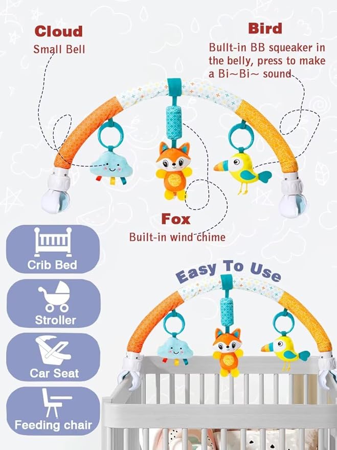 Pau1Hami1ton Baby Stroller Arch Toys, Car Seat Toys,Baby Gifts.S-19(Fox)