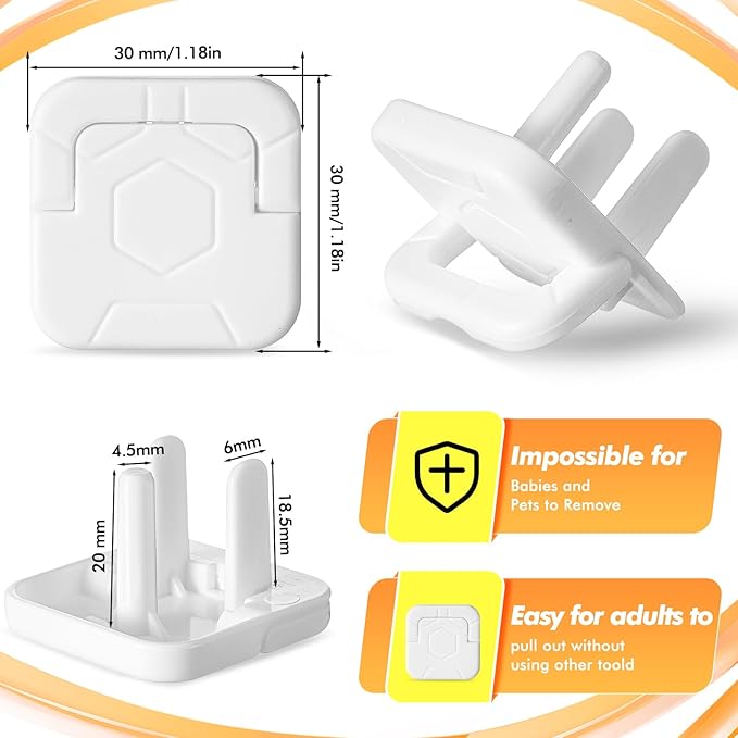 Thyle 100 Pcs Outlet Covers Protectors Plug Bulk Child Baby Proofing Proof for US 3-prong Electrical Outlets Easy Install Socket Sturdy Safe Secure Baby Proofing Kit for Home Office
