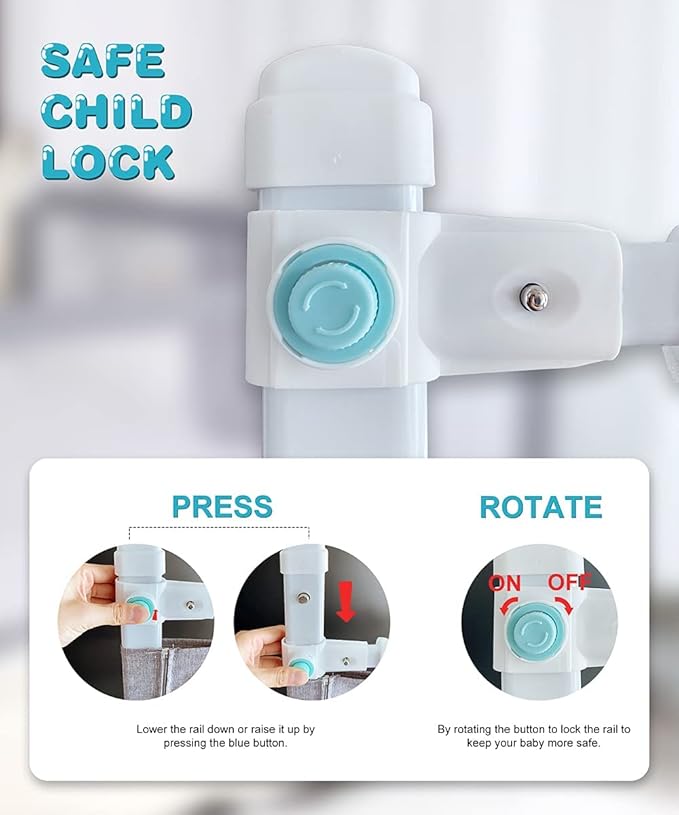 MBQMBSS 2 Pack Toddler Bed Rail Guards for King and Queen Size Beds, Stable Protective Side Railing for Kids Children