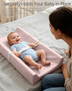 Baby Changing Pad, Wipeable Changing Pad, Diaper Changing Pads, Pink Vegan Leather Waterproof Changing Table Topper for Dresser and Table