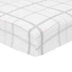 Little Unicorn Premium Crib Sheet | Breathable & Super-Soft Muslin Fabric (Grey Plaid)