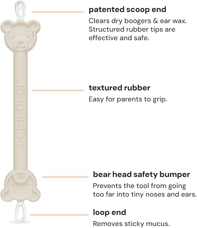 oogiebear BearPair Silicone Bulb Baby Nasal Aspirator and Ear & Nose Syringe, Safely Sucks Snot and Removes Mucus, Cleanable and Reusable, Grey