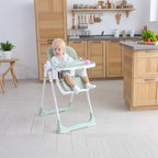 3-in-1 Foldable High Chair for Babies & Toddlers – Adjustable Height, Reclining Seat, 5-Point Safety Harness, Removable Tray, Lockable Wheels, Washable Cushion – Portable & Easy Clean, Green