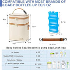Breastmilk Cooler Bag with Ice Pack Fits 6 Baby Bottles Up to 9 Ounce