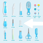 Baby Grooming Kit, Infant Safety Care Set with Hair Brush Comb Nail Clipper Nasal Aspirator,Baby Essentials Kit for Newborn Girls Boys (Blue-20 in 1)