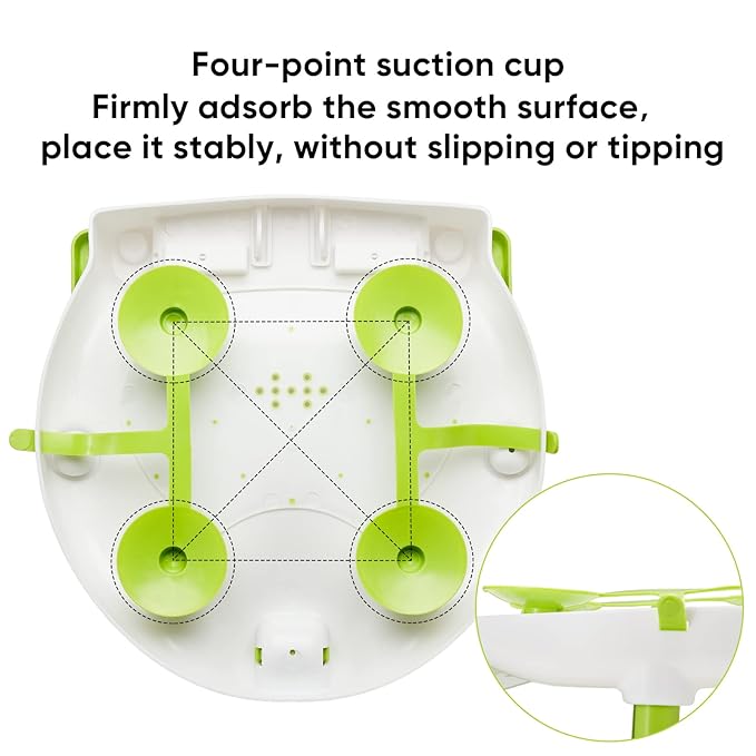 Foldable Baby Bath Seat - Non Slip Bathtub Chair for Baby Sitting Up, Wrap-Around Seat with Suction Cups - 6-18 Months (Green White)