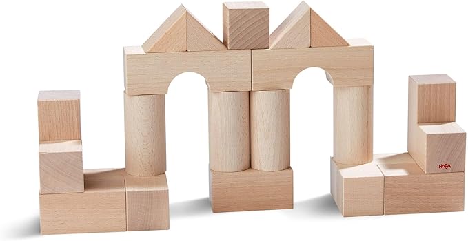 HABA Wooden Building Blocks 26 Piece Set: Open-Ended Stacking Toys, Toddler Blocks, and Wooden Toys Made in Germany for Creative Play and Learning