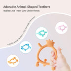 Pigeon Silicone Animal-Shaped Baby Teether, Blue Cat, 6M+, 1 Count – Multi-Textured Teething Relief Toys, Lightweight & Easy to Grasp