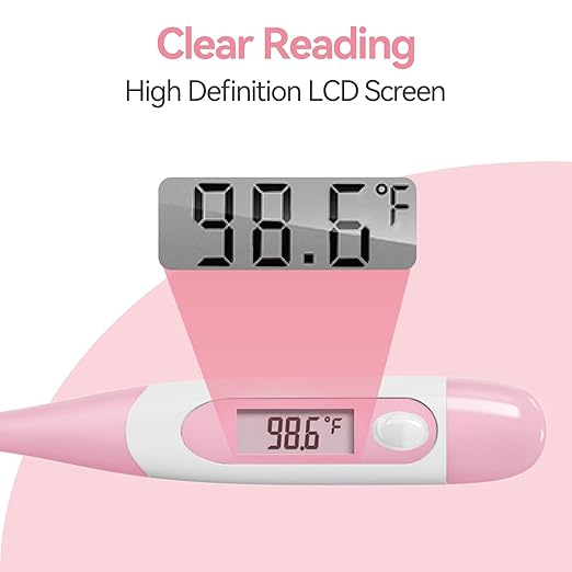 Clinical Digital Thermometer for Adults and Babies, Oral Armpit and Rectal Temperature Thermometer for Fever with Alarm, Flexible Tip