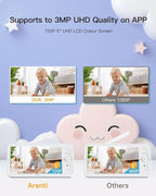 ARENTI Baby Camera Monitor, 2K/3MP WiFi 6, Smartphone App, Super Night Vision, Crying Detection, Auto Tracking, Temp&Humidity Sensor, Cloud&SD Card Storage (D3)