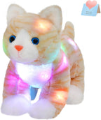 Glow Guards 14'' Light up Kitty Stuffed Animal Soft Realistic Cat Plush Toy with LED Night Lights Glow Birthday Children's Day Gifts for Toddler Kids