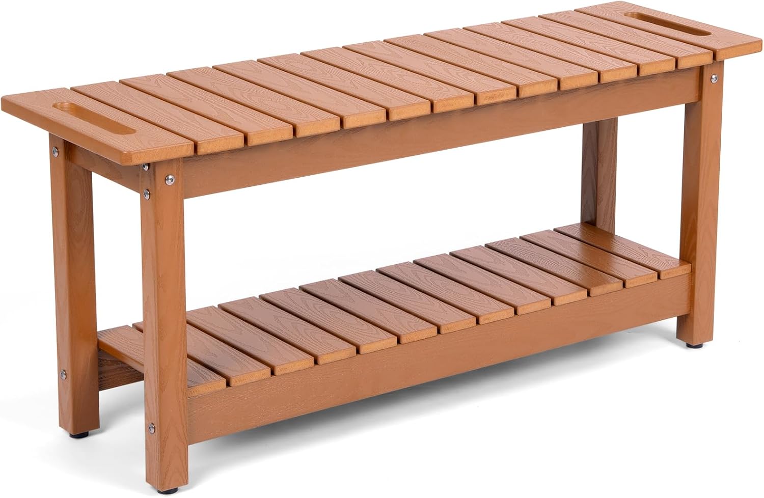 41" Shower Bench, Waterproof Poly Lumber Shower Stool for Shaving Legs, Shower Chair Seat Holds up to 400lbs, Bathroom Bench for Inside Shower, Non-Slip (Brown)