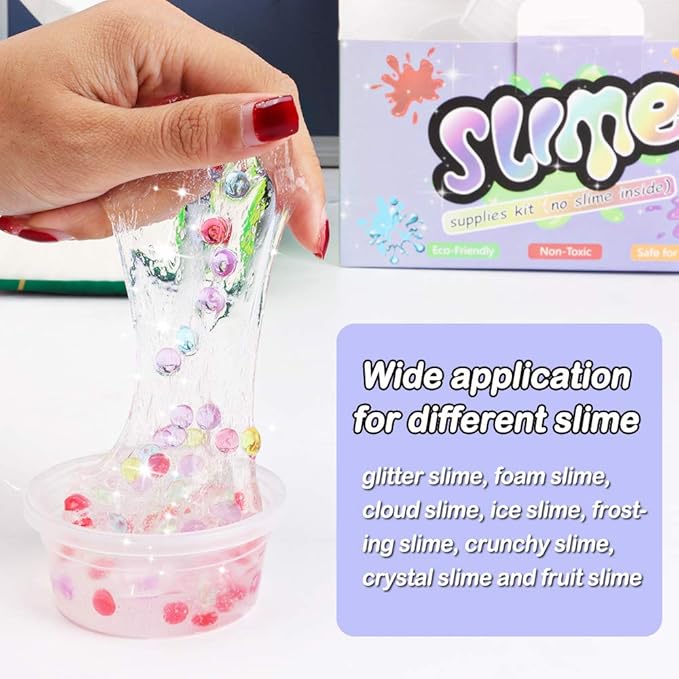 Slime Supplies Kit, 162 Pack Add Ins Slime Kit for Kids Girls Slime Making, Including Foam Balls, Glitter, Fishbowl Beads, Charms, Clear Containers by WINLIP