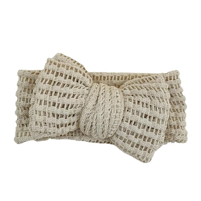 Handmade Baby Headbands Soft Stretchy Waffle Hair Bands with Bows for Newborn Infant Baby Toddler Girls- Pack of 6 (SYTLEA-03, MEDIUM)