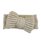 Handmade Baby Headbands Soft Stretchy Waffle Hair Bands with Bows for Newborn Infant Baby Toddler Girls- Pack of 6 (SYTLEA-03, MEDIUM)