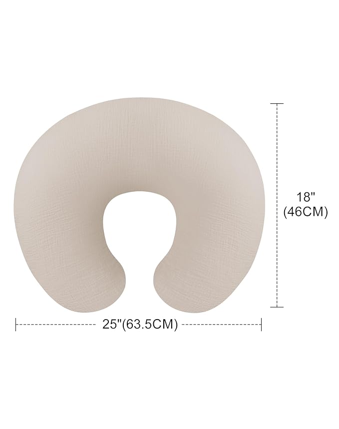 Nursing Pillow Covers 2 Pack, Muslin Nursing Cover for Breastfeeding Pillows, Comfortable for Baby Girls and Boys (Leaf-B & Sage)