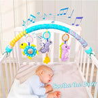Baby Stroller Arch Toy, Clip On Arch Mobile for Bassinet with Universal Clamps, Activity Toy Bar for Bouncer Musical Crib Mobile Toys for Infants Car Seat Toys Rattle Turtle Music Whale