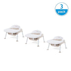 Foundations Secure Sitter Feeding Chairs Multipack, No-Tip Feet, 3-Point Adjustable Harness, Removable Tray, Easy to Clean, Stackable Feeding Chairs, 3 Pack (5 inch)