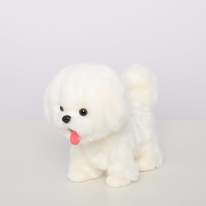 CU-MATE Plush Interactive Maltese Simulation Dog-Realistic Puppy Electronic Toy Dog with Walking/Barking/Wagging Tail/Talking-Like Real Robotic Present