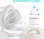 R&T Elongated Toilet Seat with Built in Potty Training Seat, Slow Close Toddler Seat Fits both Adult and Child, Easy To Install & Clean