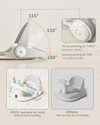 Baby Bath Seat for Babies 6 Months & Up Bath Seats for Babies Sitting Up Non-Slip Infant Bathtub Chair with Suction Cups & Water Thermometer for Toddlers Sitting Up, Easy to Clean (Gray)