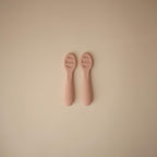 mushie Silicone First Feeding Baby Spoons | 2 Pack (Blush/Shifting Sand)