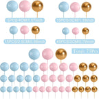 75 Pcs Cake Balls Topper Decorations Foam Cupcake Topper Mini Balloon Cake Topper Balls Cake Picks for Cake Deco Birthday Party Wedding（Blue,Pink,Gold）