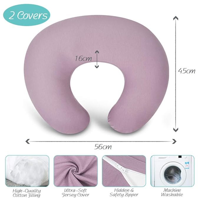 Nursing Pillow with 2 Covers, Feeding Pillows for Breastfeeding, Baby Nursing Pillow, Machine Washable